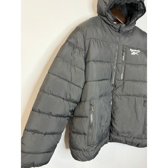 NWOT Reebok Mens Wind Water Resistant Insulated Puffer Jackets Black Sz XL - Picture 3 of 16